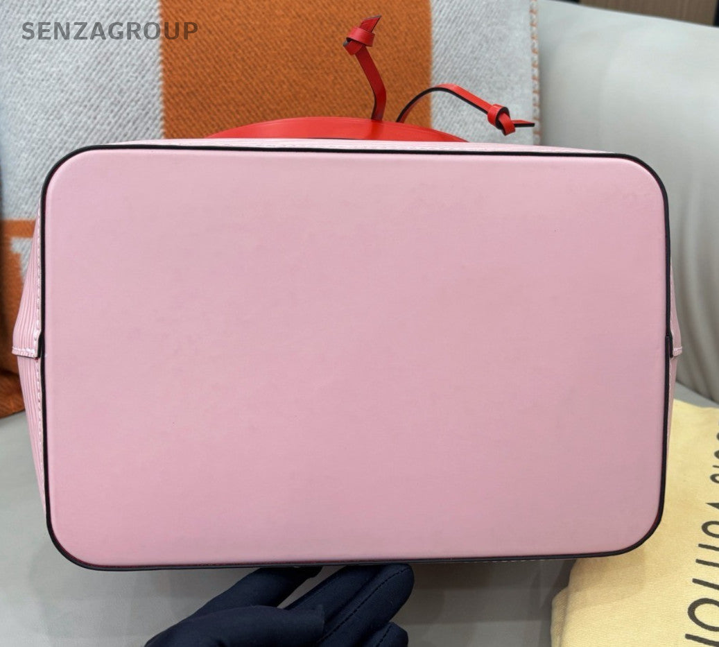 Louis Vuitton Bucket Epi Top Handle Shoulder Bag Pink Red Silver Women Classic