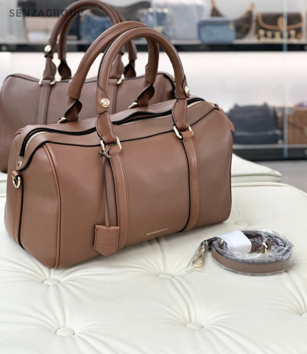 Burberry Speed Equestrian Knight Device Calfskin Top Handle Shoulder Bag Women