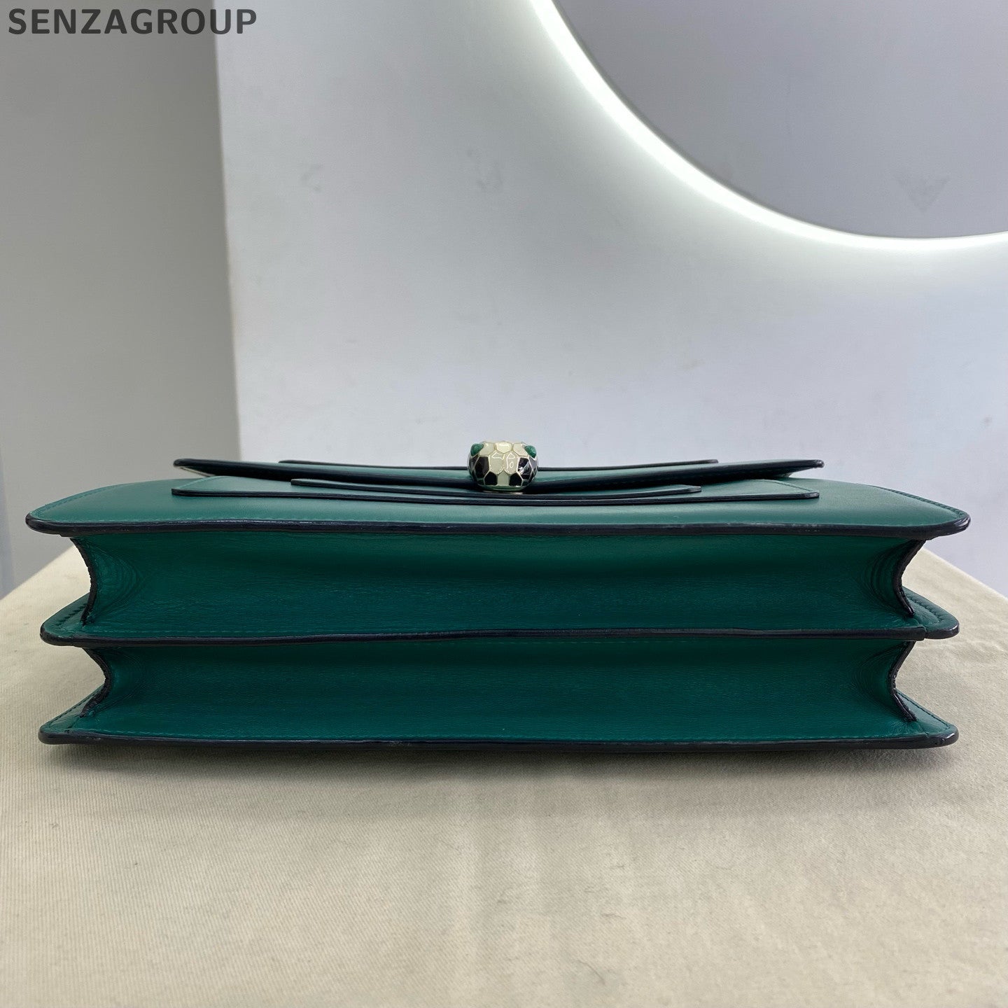 Bvlgari Serpenti Forever Medium Chain Shoulder Bag Green Gold Classic Women