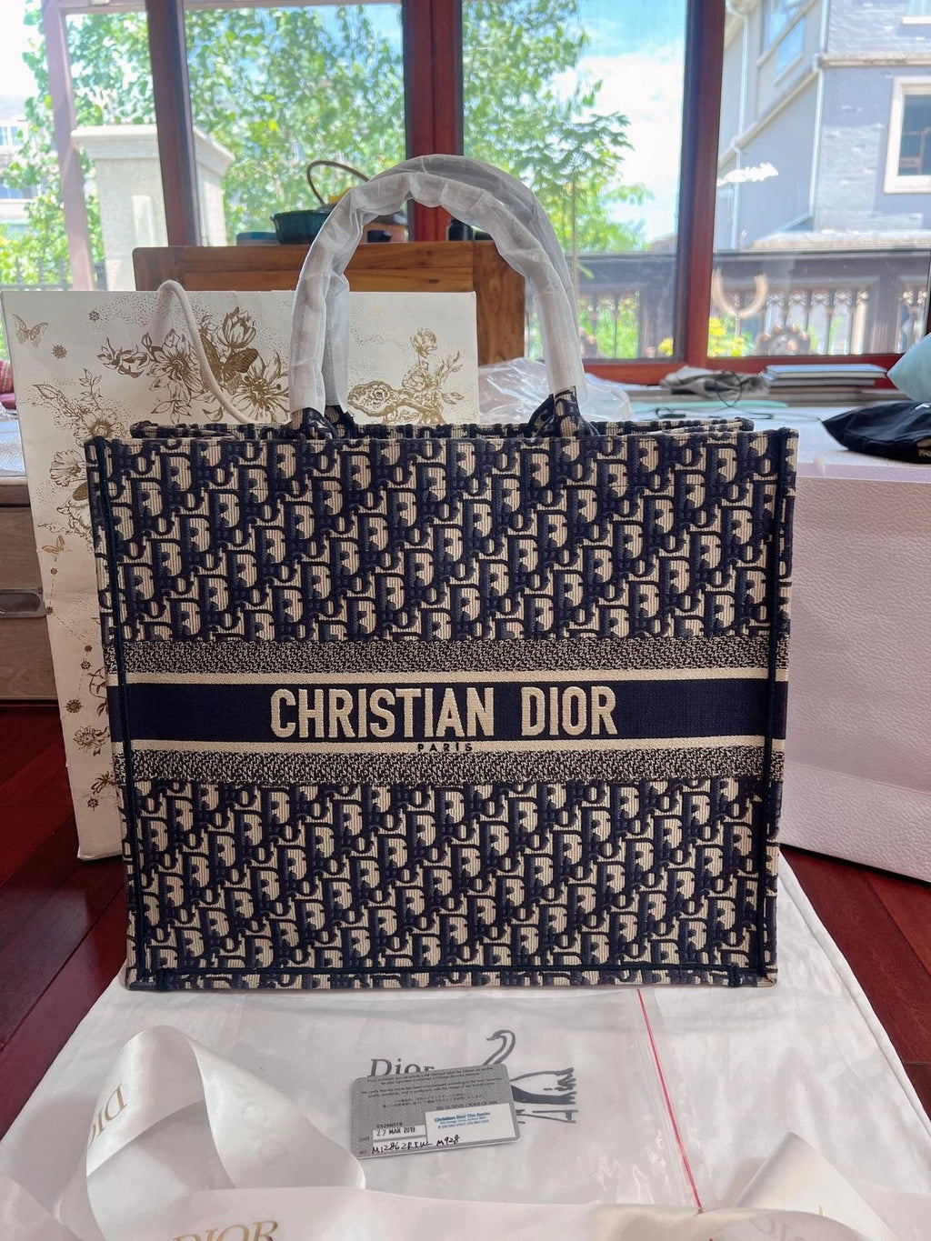 Dior Book Tote Blue Top Handle Tote Bag Excellent