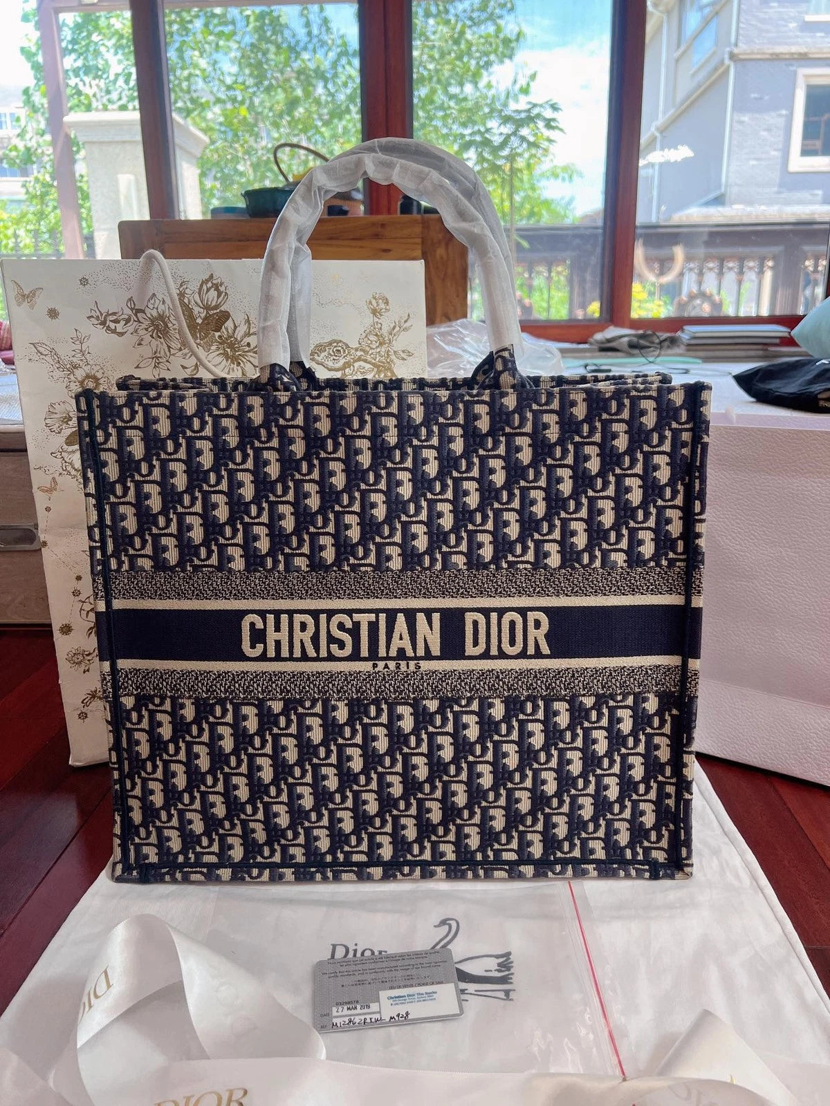 Dior Book Tote Blue Top Handle Tote Bag Excellent