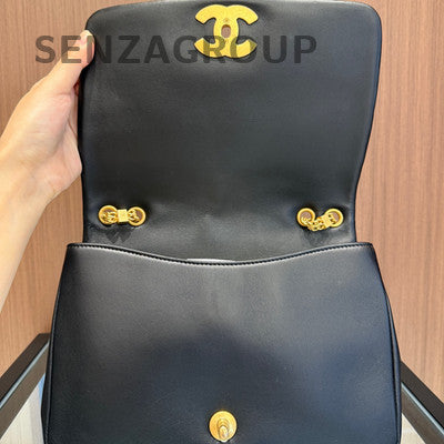 Chanel Black Gold Dual Buckle Waterfall Chain Shoulder Crossbody Bag