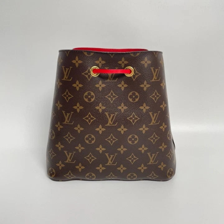 Louis Vuitton Neonoe Monogram Canvas Medium Red Bucket Bag For Women