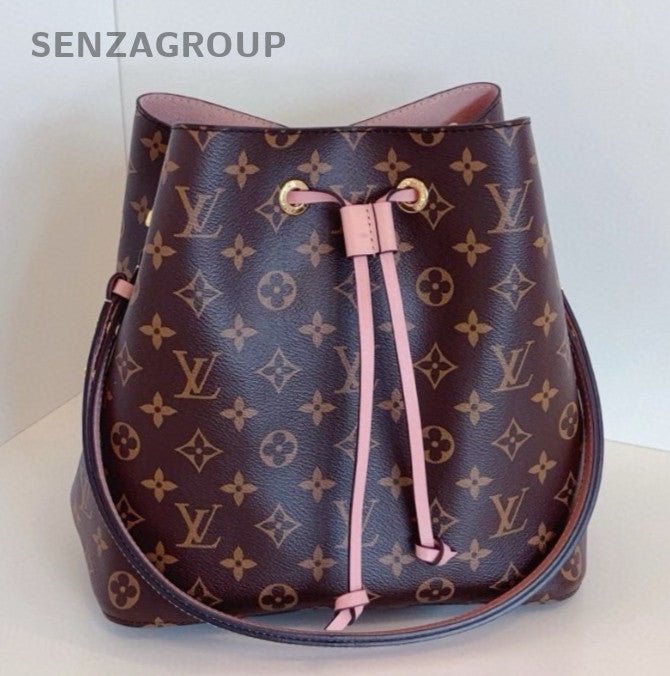 Louis Vuitton Neonoe MM Monogram Bucket Shoulder Bag Crossbody Brown Pink Women