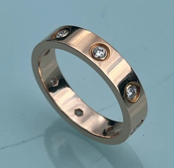 Cartier love Narrow Band Ring 18K Rose Gold 8 diamonds EU50/US5.25