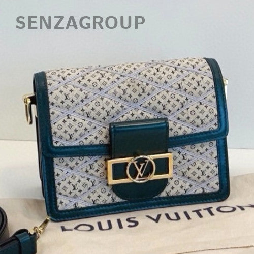 Louis Vuitton Dauphine Mini Shoulder Bag Crossbody Green Gold Women Classic