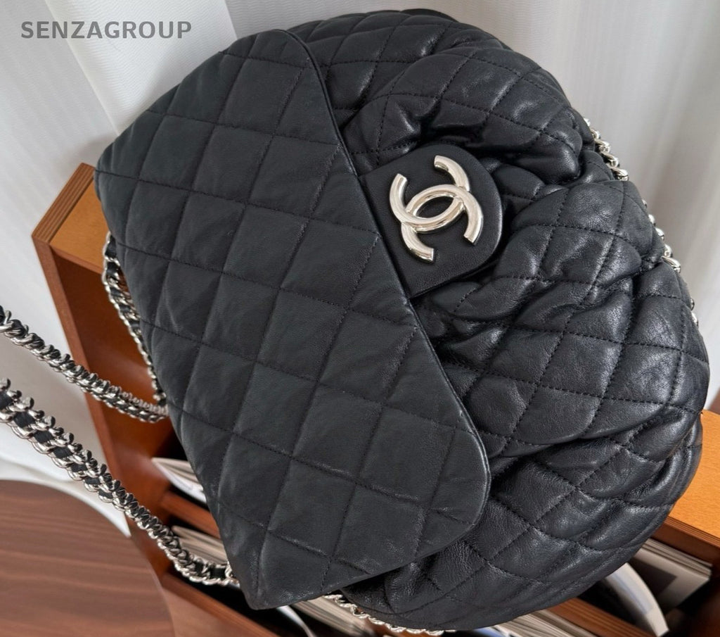 CHANEL Chain Around Shoulder bag Black silver Calfskin