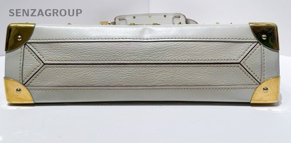 Louis Vuitton Lambskin Shoulder Bag White Gold Used Women Classic