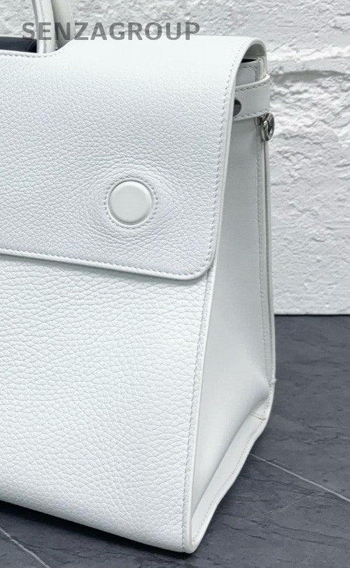 Dior Diorever Calfskin Leather Top Handle Shoulder Bag White Black Women Classic