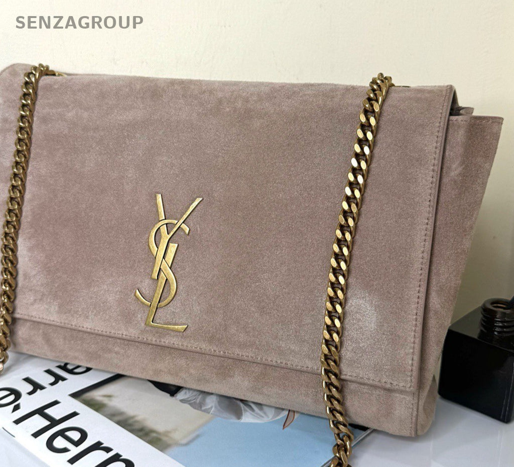 Saint Laurent Kate Chain Shoulder Bag Red Gold Used Women Classic Designer