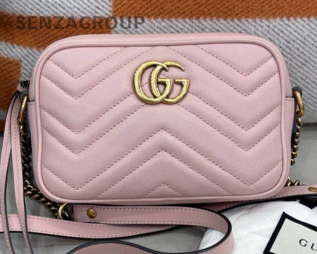Gucci Marmont PM 2Way Shoulder Bag Crossbody Pink Gold Women Classic Designer