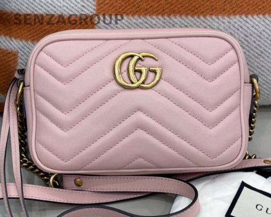 Gucci Marmont PM 2Way Shoulder Bag Crossbody Pink Gold Women Classic Designer