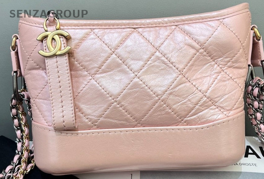 Chanel Gabrielle PM Leather Hobo Bag Shoulder Crossbody Bag Women Pink