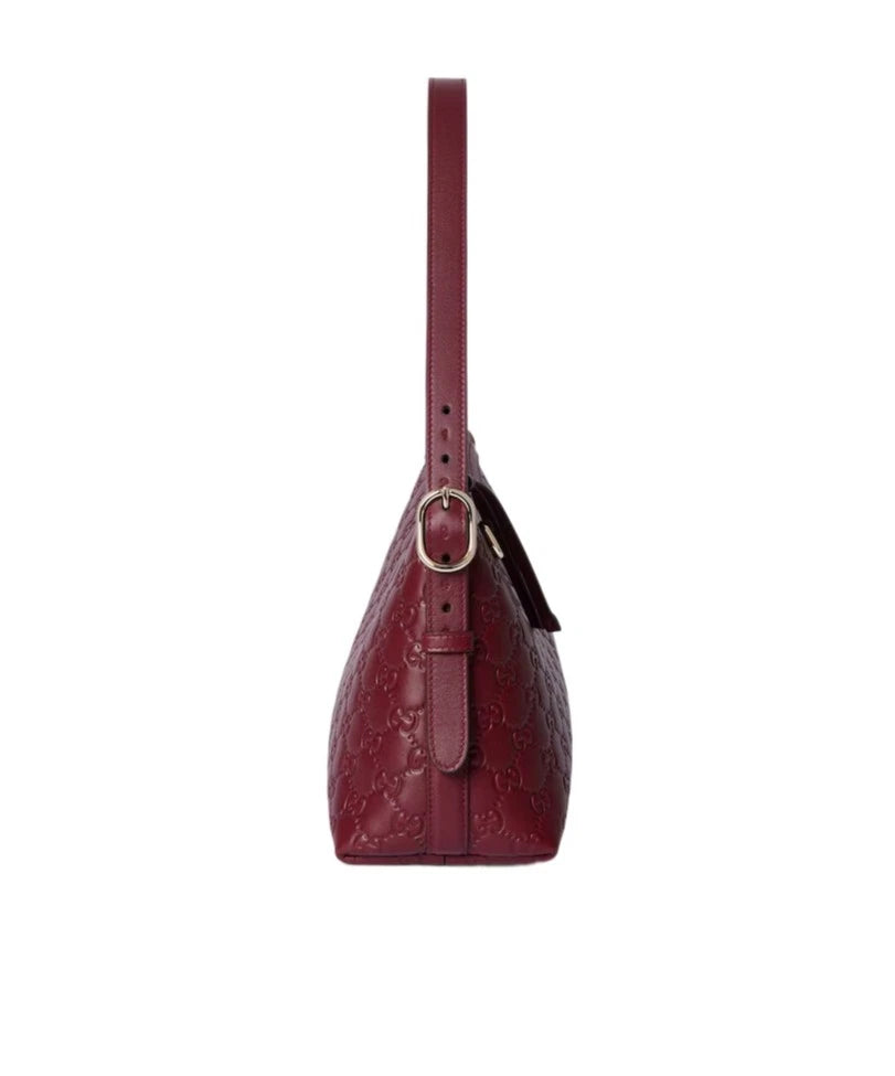 Gucci Emblem MM Shoulder Bag Red Women Fashion