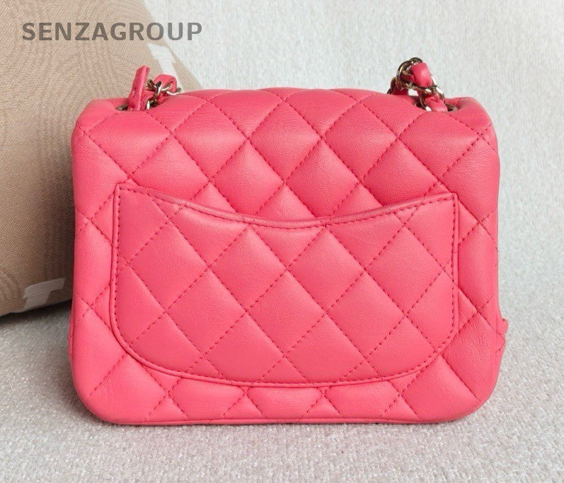 Chanel Classic Flap Lambskin Chain Shoulder Bag Pink Gold Women Diamond Fashion