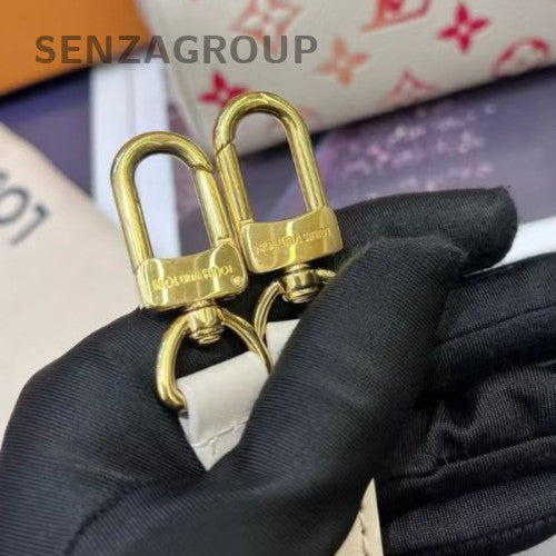 Louis Vuitton Speedy Nano Monogram Top Handle Bag Crossbody White Gold Women