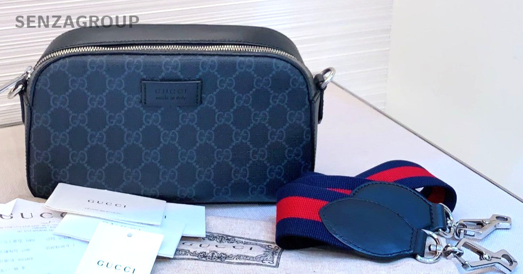 GUCCI GG Camera bag Black Monogram Canvas Shoulder bag Crossbody