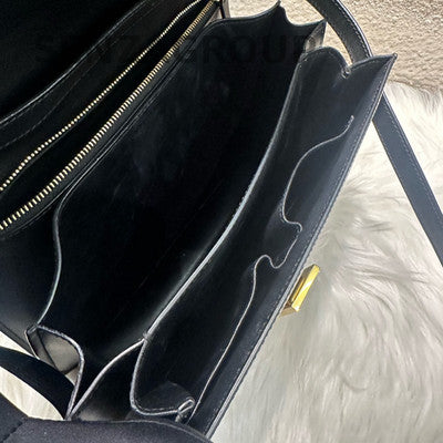 Celine Box Medium Black Gold Shoulder Bag Classic Women's