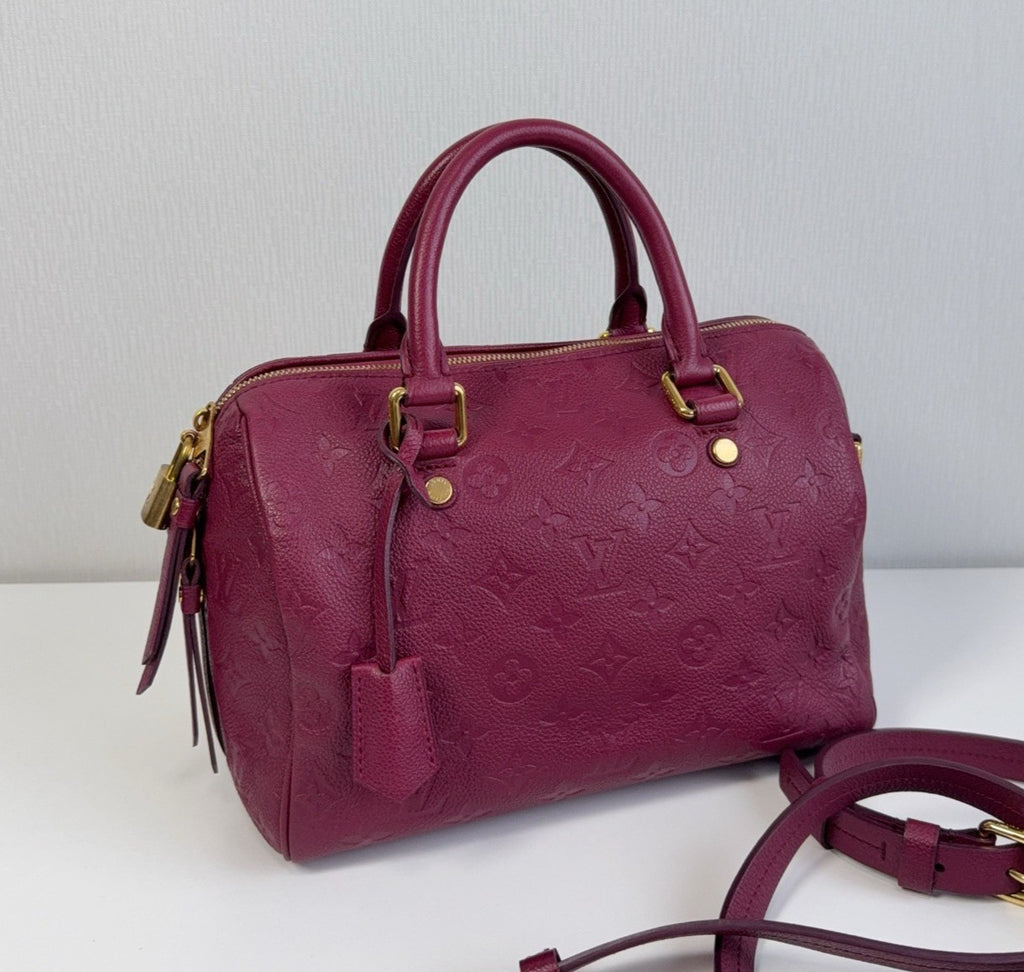 Louis Vuitton Speedy25 Monogram Top Handle Crossbody Purple Gold Women Classic