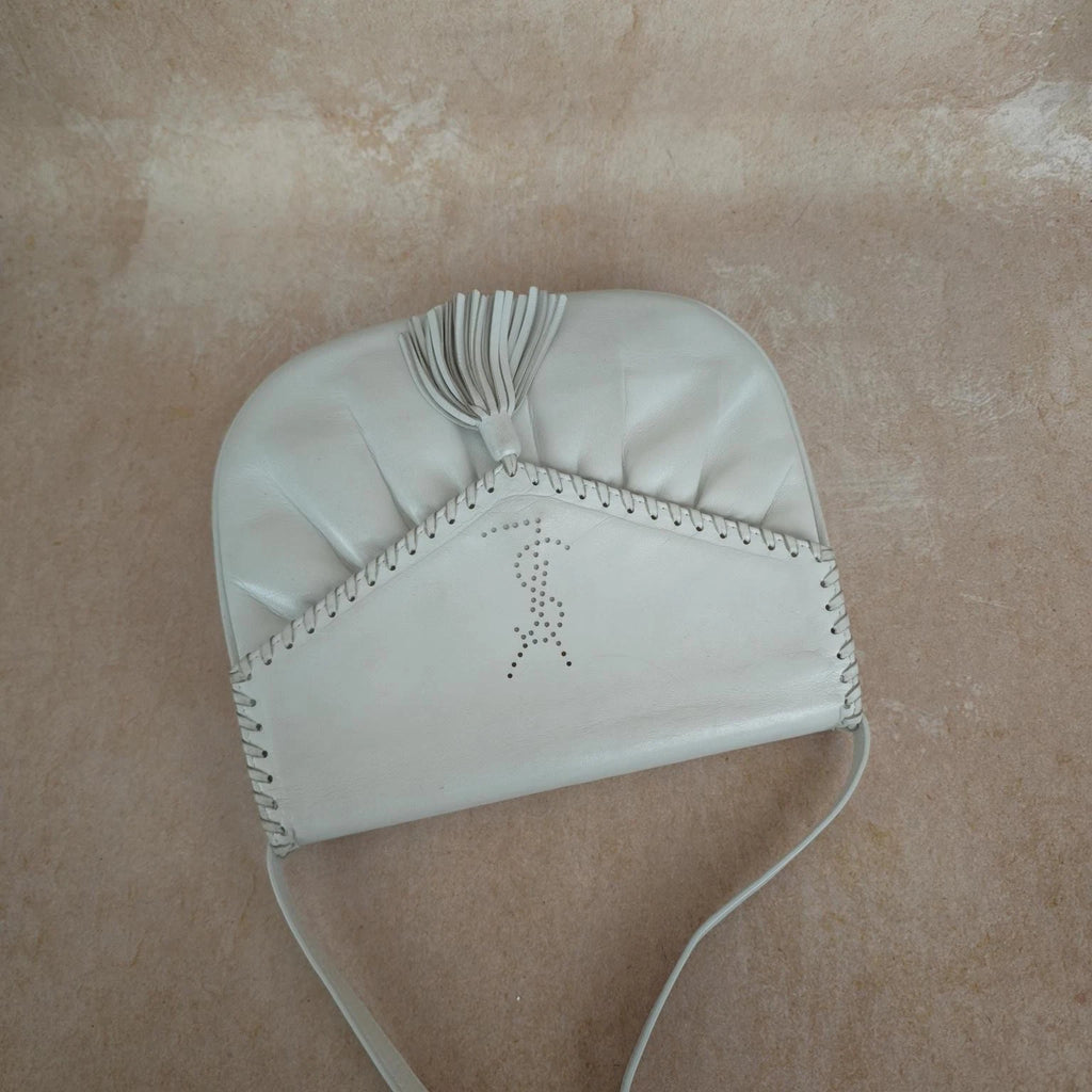 Saint Laurent Saddle White Cream Shoulder Bag Excellent