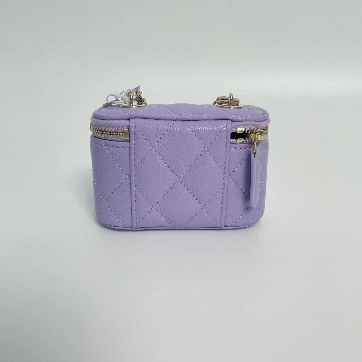 CHANEL 26C Purple Calfskin Leather Box Handbag For Women
