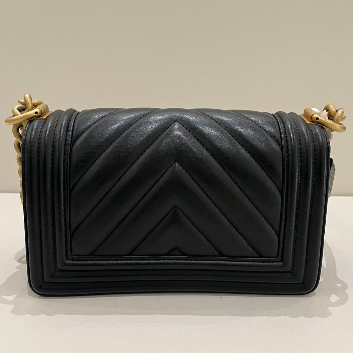Chanel Le Boy Small Black Gold Chain Shoulder Crossbody Bag Classic