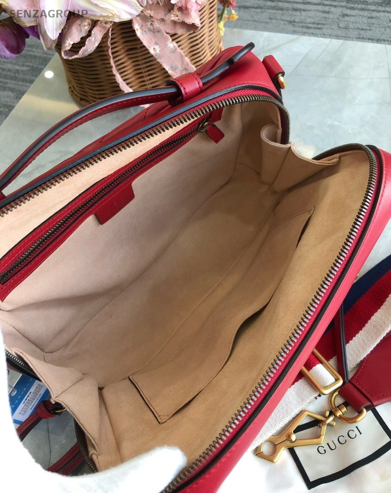 GUCCI GG Marmont Camera bag Top Handle 2way Shoulder Handbag Women Red Gold