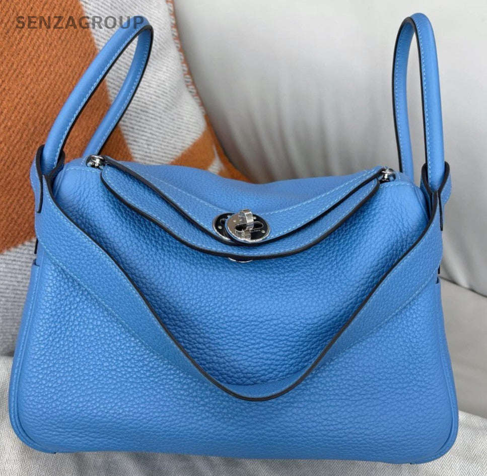 Hermes Lindy26 Shoulder Bag Blue Silver Used Women Classic Designer
