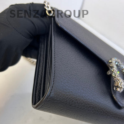 Gucci Dionysus WOC Black Silver Chain Shoulder Crossbody Bag Women Classic