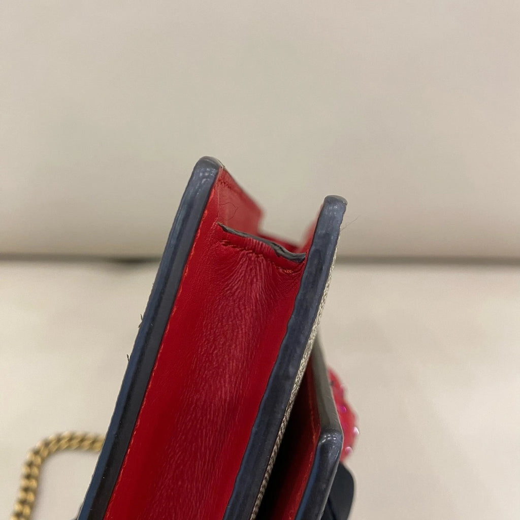 Gucci Canvas Cherry Pattern Chain WOC Crossbody Bag For Women