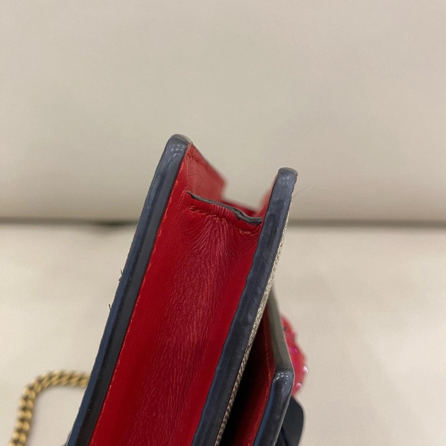 Gucci Canvas Cherry Pattern Chain WOC Crossbody Bag For Women