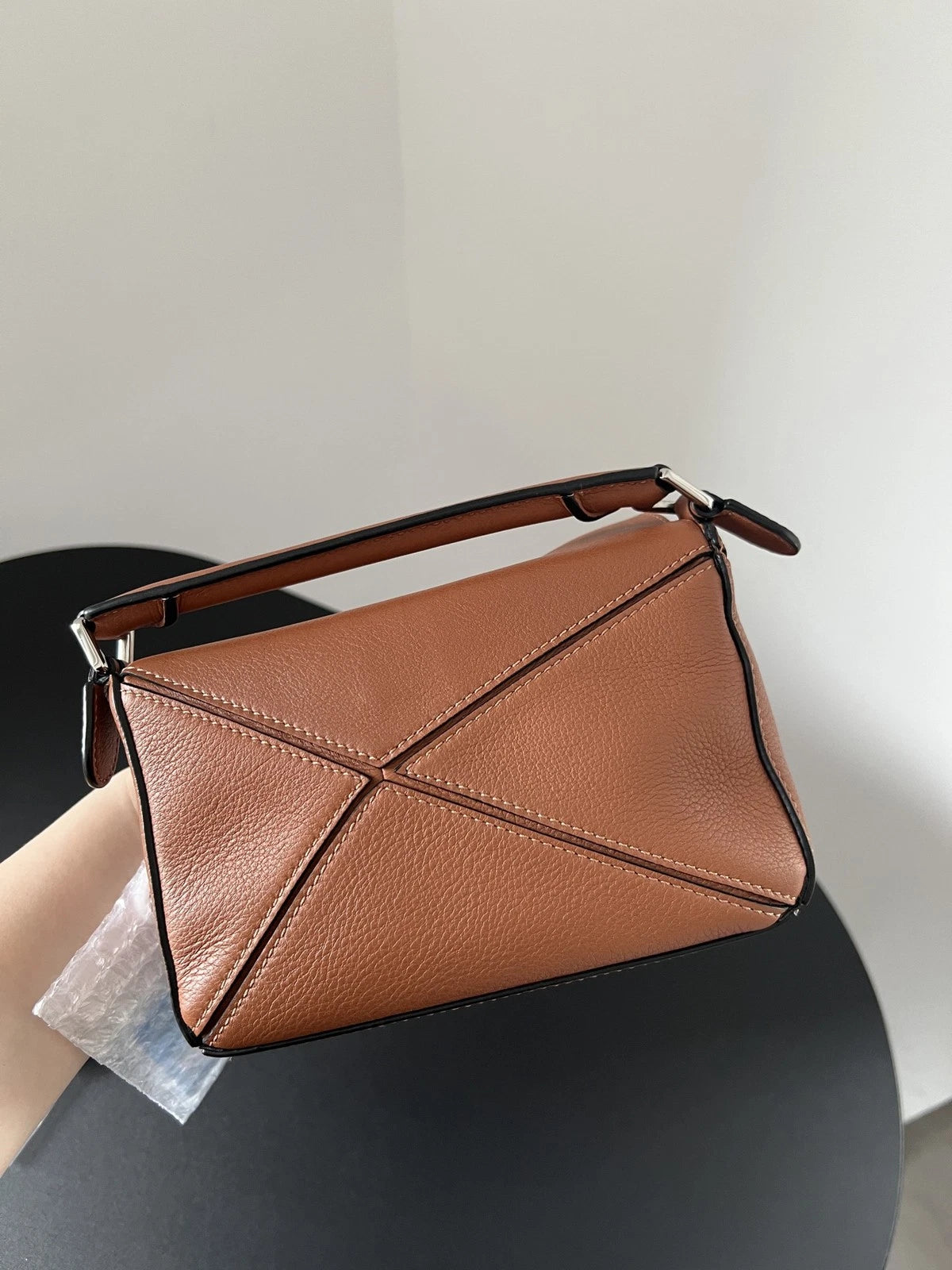 Authentic Loewe Puzzle Mini Caramel Brown Leather Geometric Handbag Crossbody