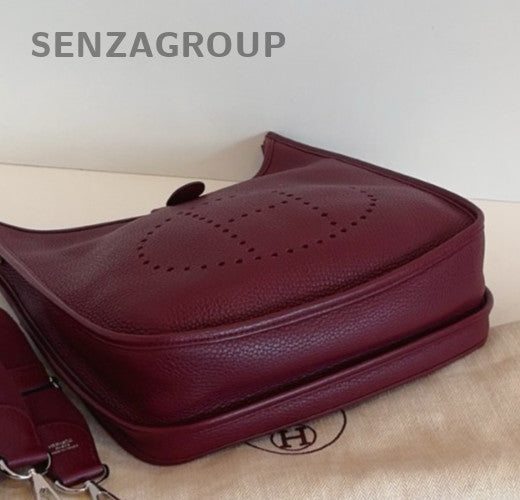 Hermes Evelyne29 Crossbody Shoulder Bag Red Silver Women Classic Fashion