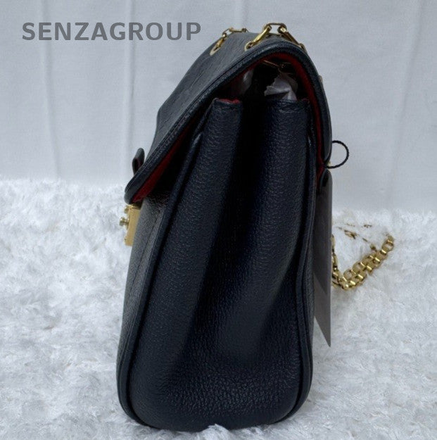 Louis Vuitton Monogram Chain Shoulder Bag Blue Gold Hardware Women Classic