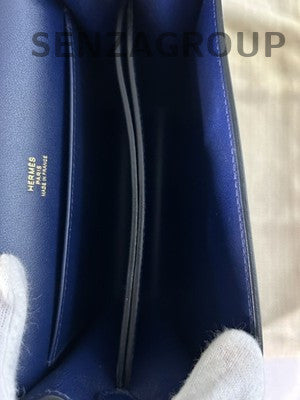 Hermès Roulis Swift Calfskin Blue Gold Shoulder Bag Classic Women