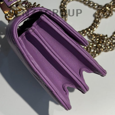 Chanel Mini Purple Quilted WOC Gold Hardware Crossbody Bag Women's Fashion