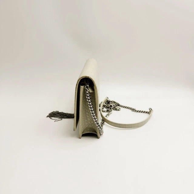 YSL Silver White Kate Chain Shoulder Crossbody Bag For Women