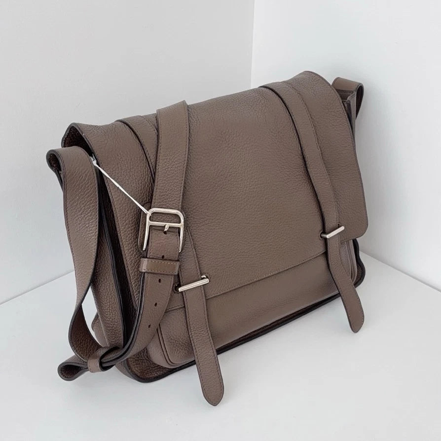 Hermes Steve35 2Way Gray Shoulder Bag Crossbody Silver Hardware