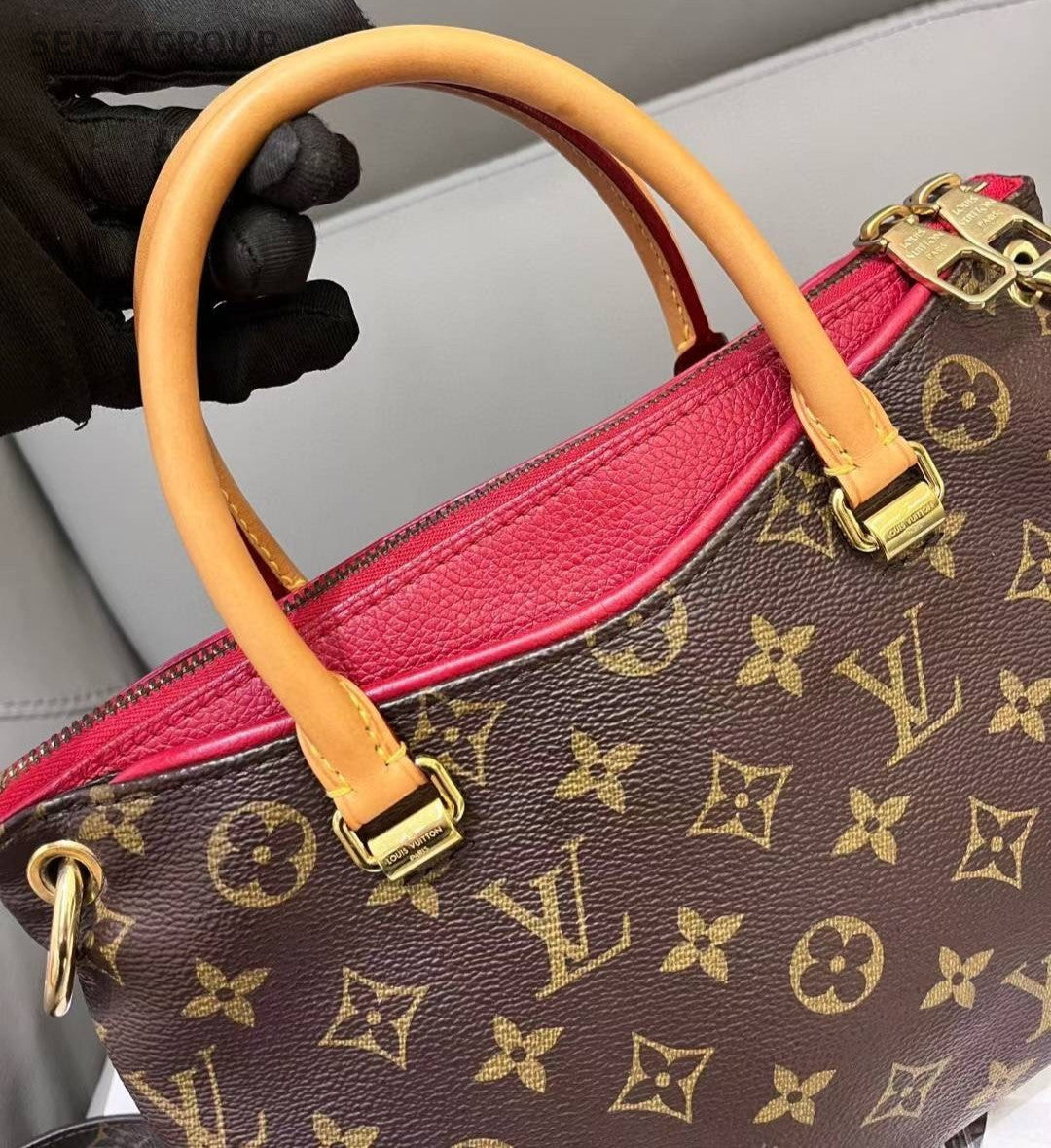 Louis Vuitton Pallas BB Monogram Canvas Top Handle Shoulder Bag Women Brown