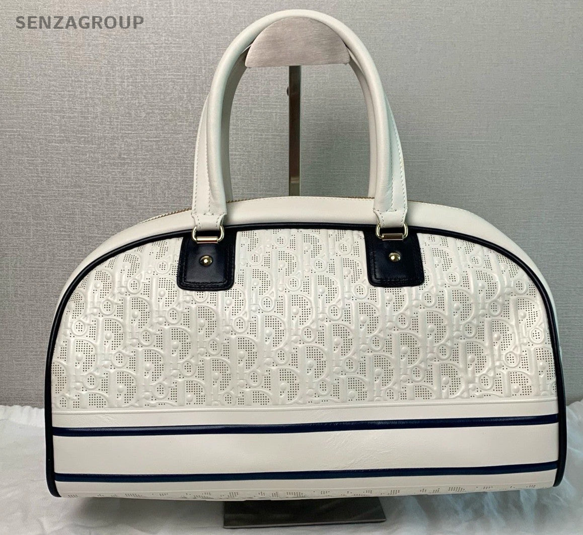 Christian Dior Vibe Logo Top Handle Monogram 2way Shoulder Handbag White
