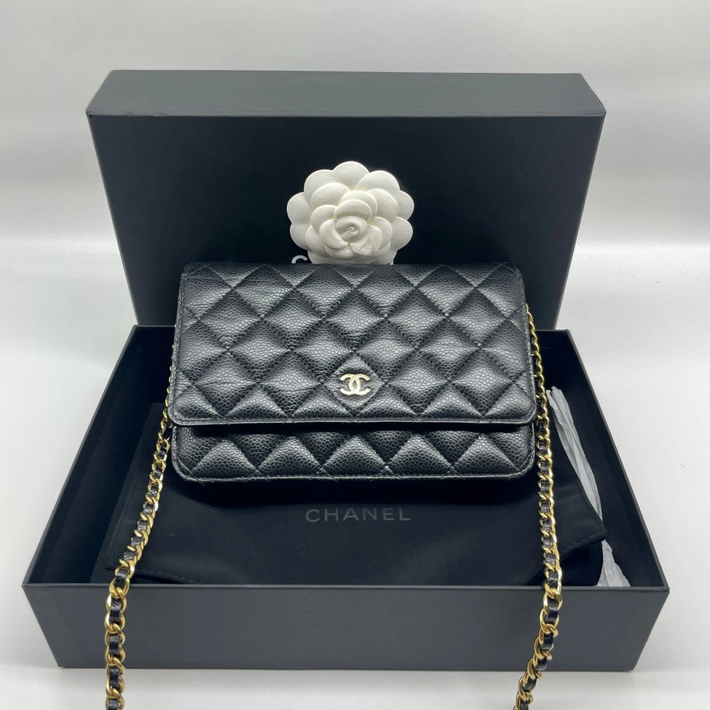 CHANEL Black Leather WOC Crossbody Bag For Women