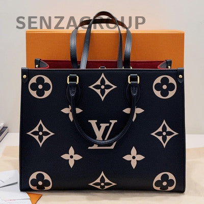 Louis Vuitton Black Gold Monogram Onthego Tote Medium Handbag Women