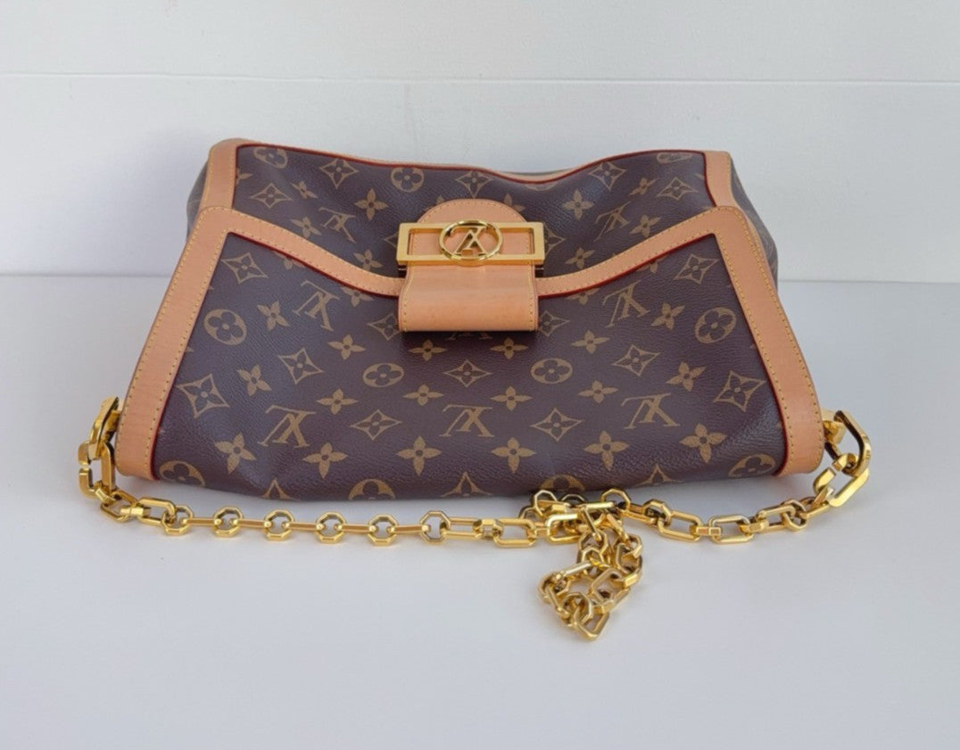 Louis Vuitton Dauphine GM Monogram Canvas Chain Shoulder bag Brown