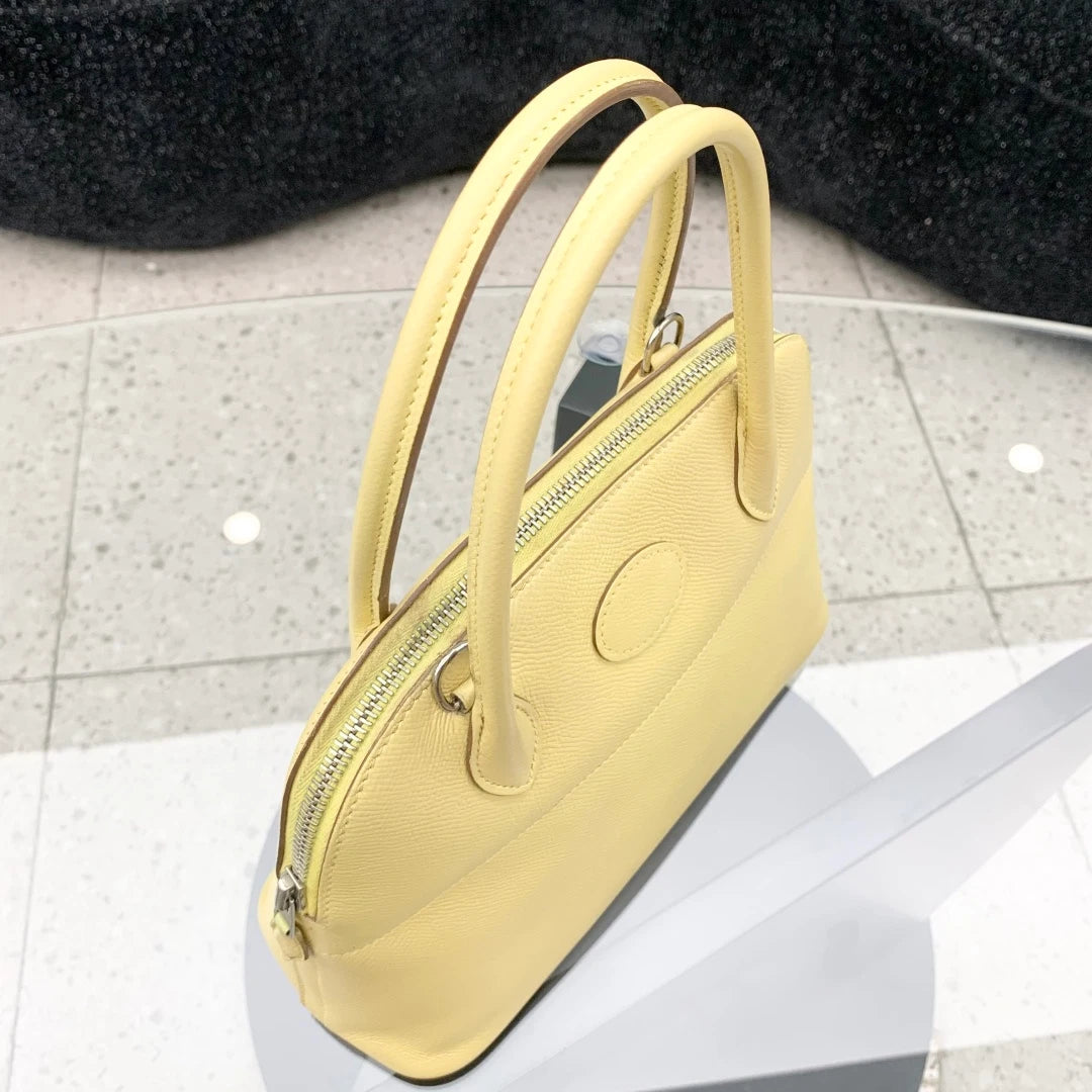 Hermes Bolide27 Epsom Leather Top Handle Bag Crossbody Yellow Silver Women S