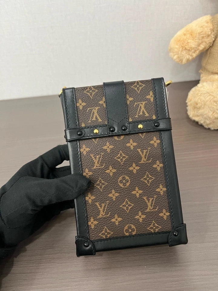 Louis Vuitton Canvas Trunk Vertical Phone Crossbody Bag For Women
