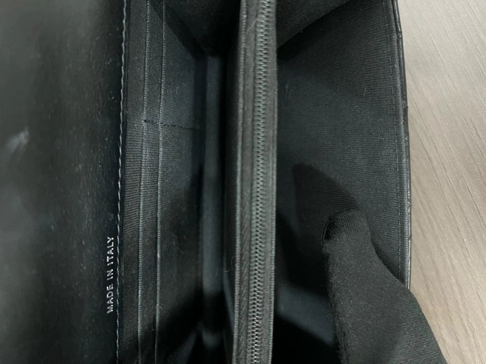 CHANEL 23K Black Silver Rhinestone Handle Accordion WOC Bag For Women