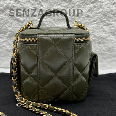 Chanel 22K Duma Mini Cargo Olive Green Box Chain Crossbody Bag Women Classic