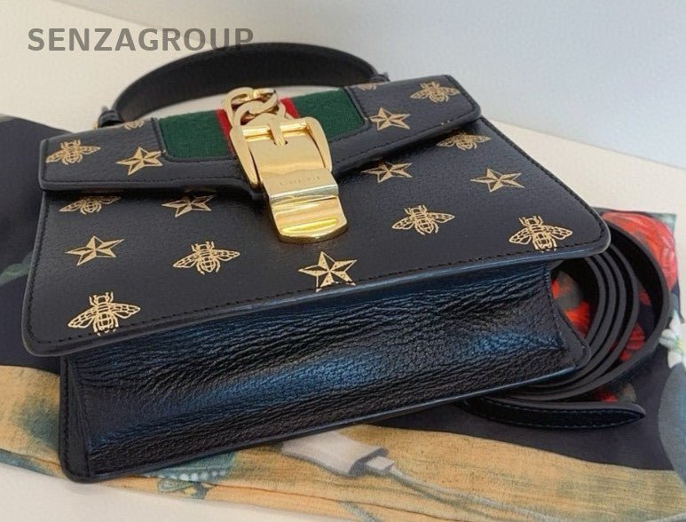 Gucci Sylvie Small Limited Edition bee Top Handle 2way Shoulder bag Women Black