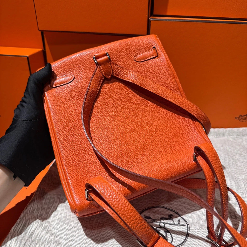 Hermes Kelly Ado Orange TC Leather Backpack For Women
