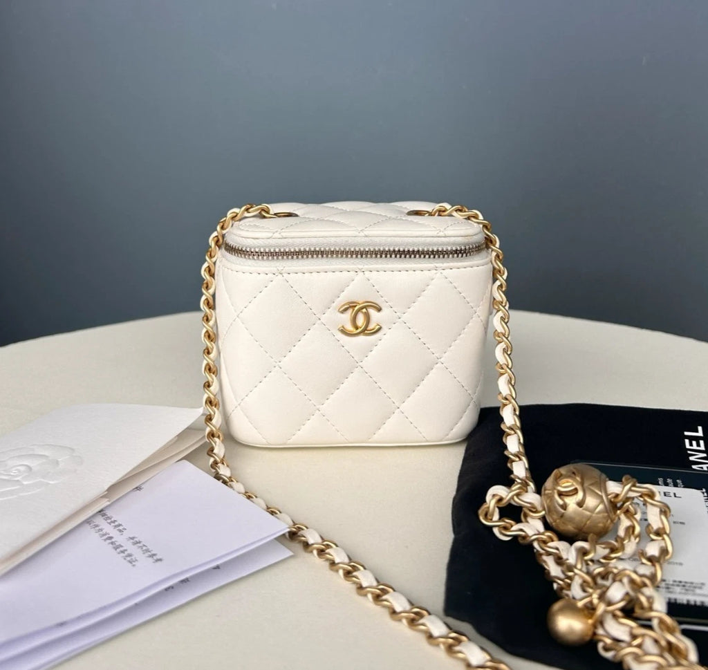 Chanel Lambskin Mini White Crossbody Bag Women Classic